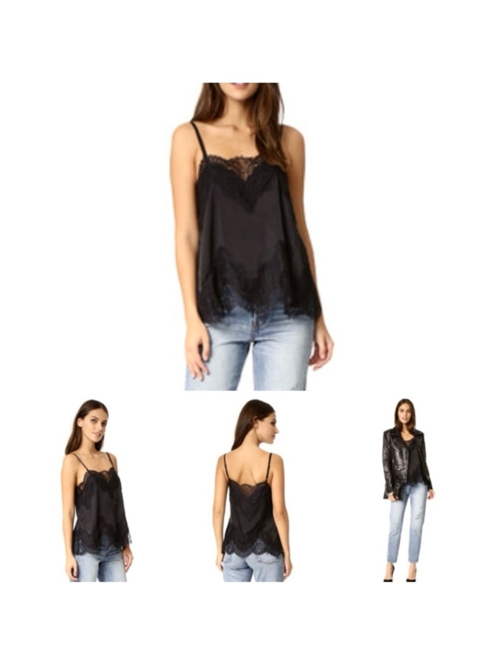 Alice + Olivia Black Sondra lace trim slip tank Size Small - Picture 3 of 4